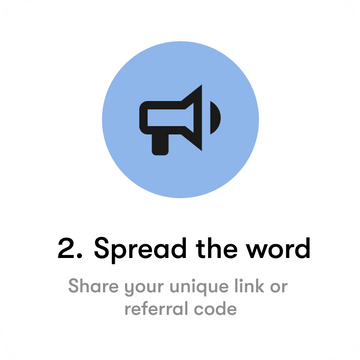 Share your unique link or referral code
