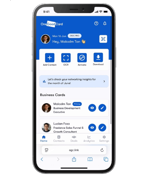 Interface of adding email to One Good Card