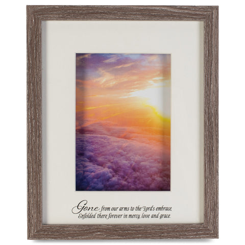 Gone From Our Arms Lord's Embrace Sunset Orange 11 x 9 MDF Decorative Wall and Tabletop Frame