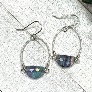 Silver Cathedral Earrings W Half Moon Fluorite - Jacque Michelle