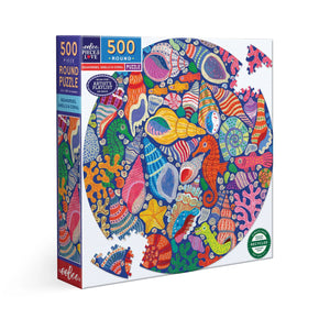 Seahorses, Shells & Coral 500 Round Puzzle - Jacque Michelle
