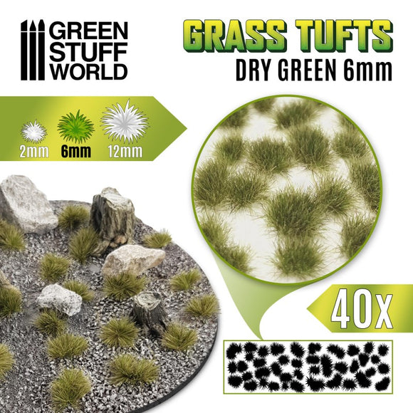 Grass TUFTS - 6mm self-adhesive - DRY GREEN