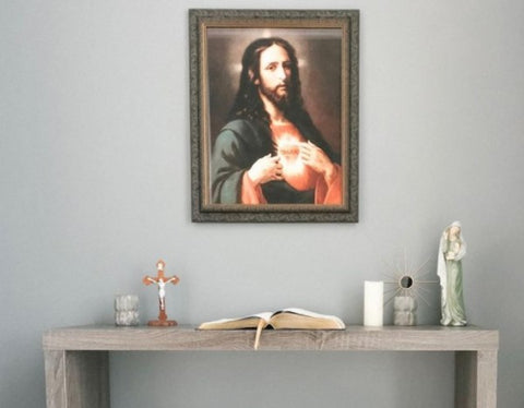 Home altar with image of Jesus