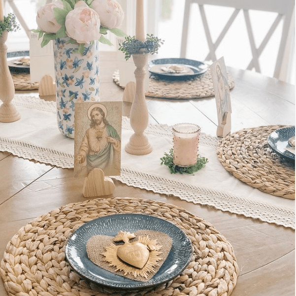 Sacred Heart-inspired table setting