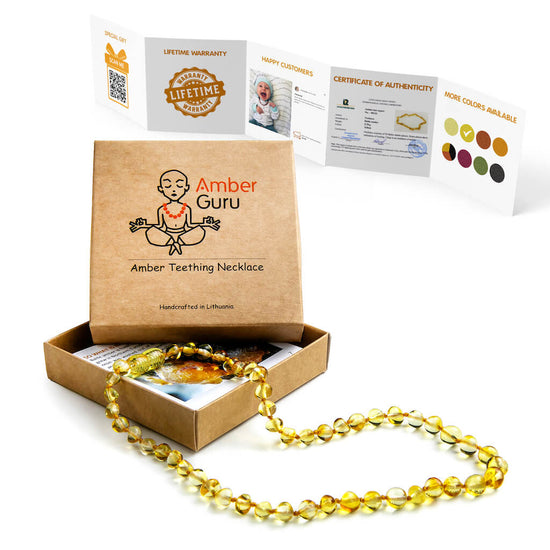 Honey Olive Raw Amber Teething Necklace for Baby