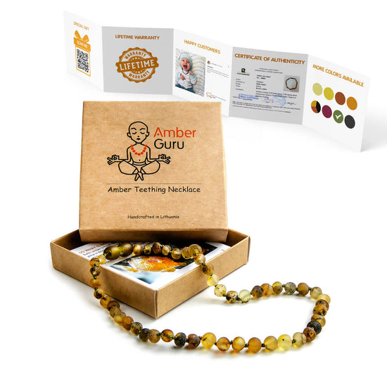 Amber Teething Bracelet / Anklet - Mosaic Amber Beads – amberj