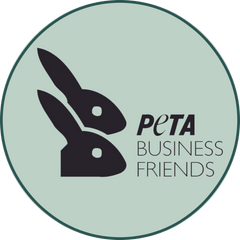PETA Business Friends logo with two bunnies