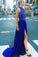 2 Pieces High Neck Royal Blue Beading Long Beautiful Prom Dresses PMG6NMDG