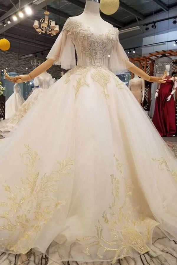 Buy Cheap 2020 Ball Gown Wedding Dresses Off-The-Shoulder Floor-Length ...