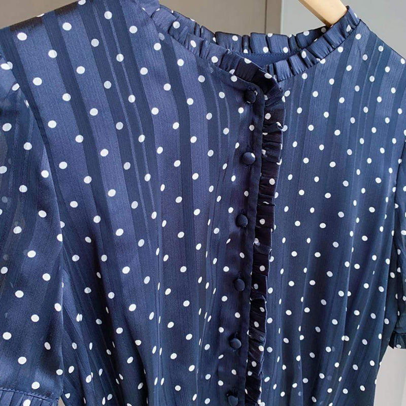 hobbs blue polka dot dress