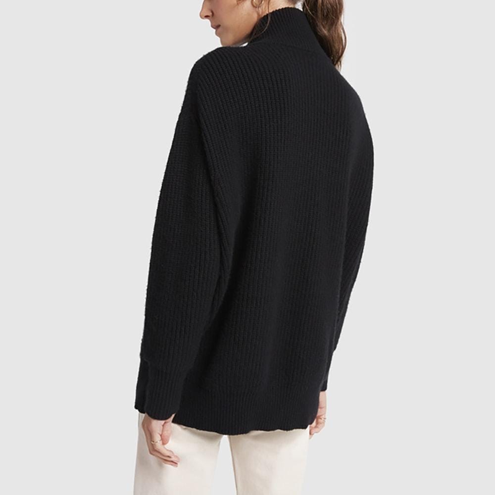 Nili Lotan Hester Ribbed Knit Half Zip Cashmere Sweater| Zoom Boutique ...