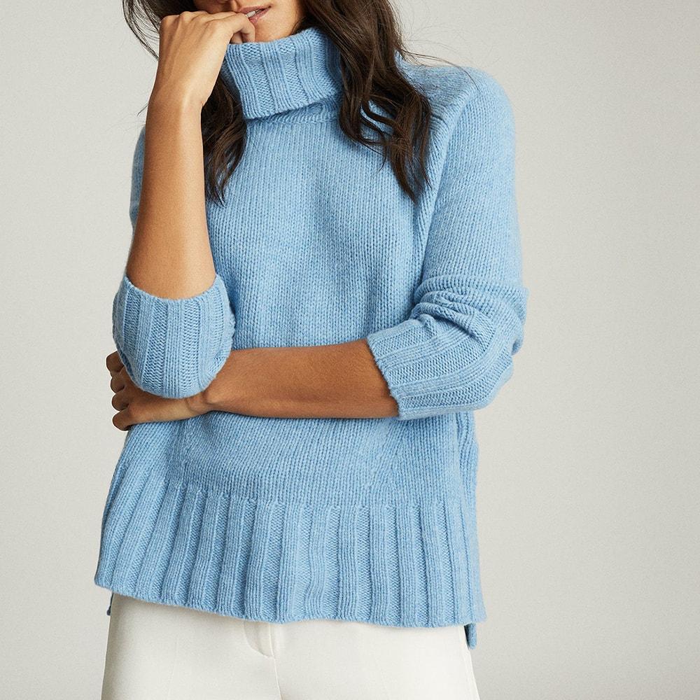 Reiss Eve Wool Cashmere Blend Roll Neck Knit Jumper | Zoom Boutique ...