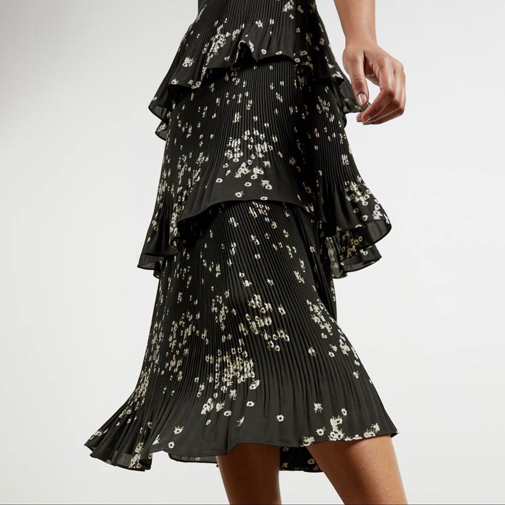 Ted Baker Betee Elderflower Tiered Pleated Midi Dress | Zoom Boutique ...