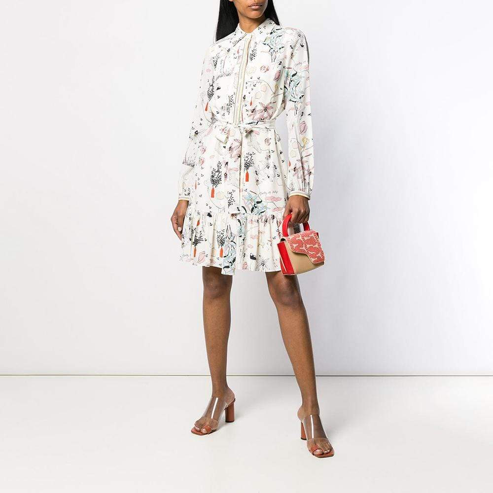 Tory Burch Cora Silk Long Sleeve Ruffle Shirt Dress | Zoom Boutique ...