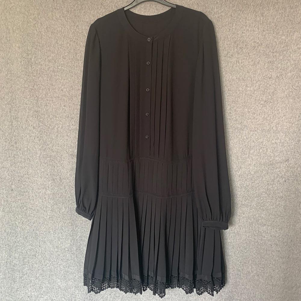 Tory Burch Sydney Black Chiffon Pleated Skirt Dress | Zoom Boutique ...