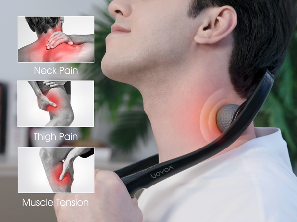 VOYOR Neck Massager Shiatsu Deep Tissue Dual Trigger Point Shoulder  Massager for Pain Relief, Ergonomic Handle Design, Lightweight & Portable  MS110