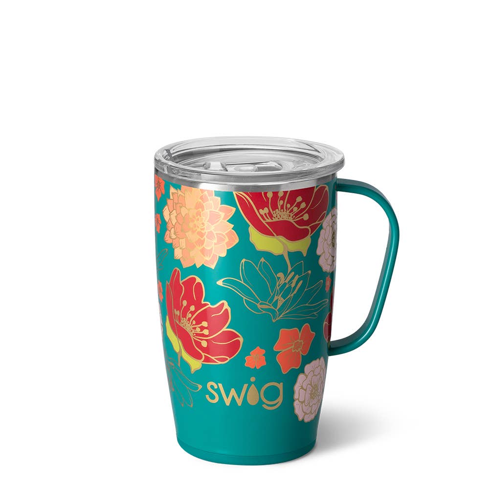 Swig Life Travel Mug with Handle - Pretty in Plaid Insulated Stainless Steel - 18oz - Dishwasher Safe with A Non-Slip Base