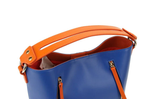 smooth leather blue designer bag