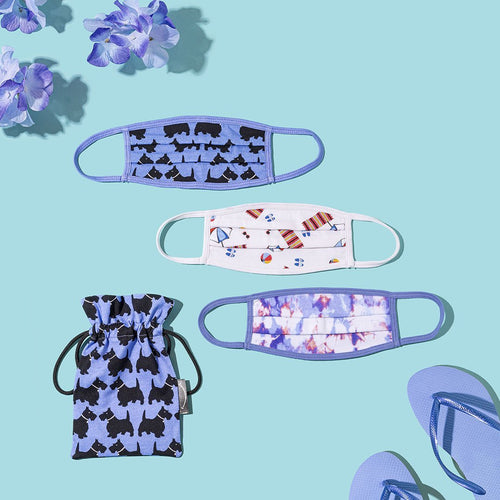 'Shades of Blue' Trio including Mask Pouch