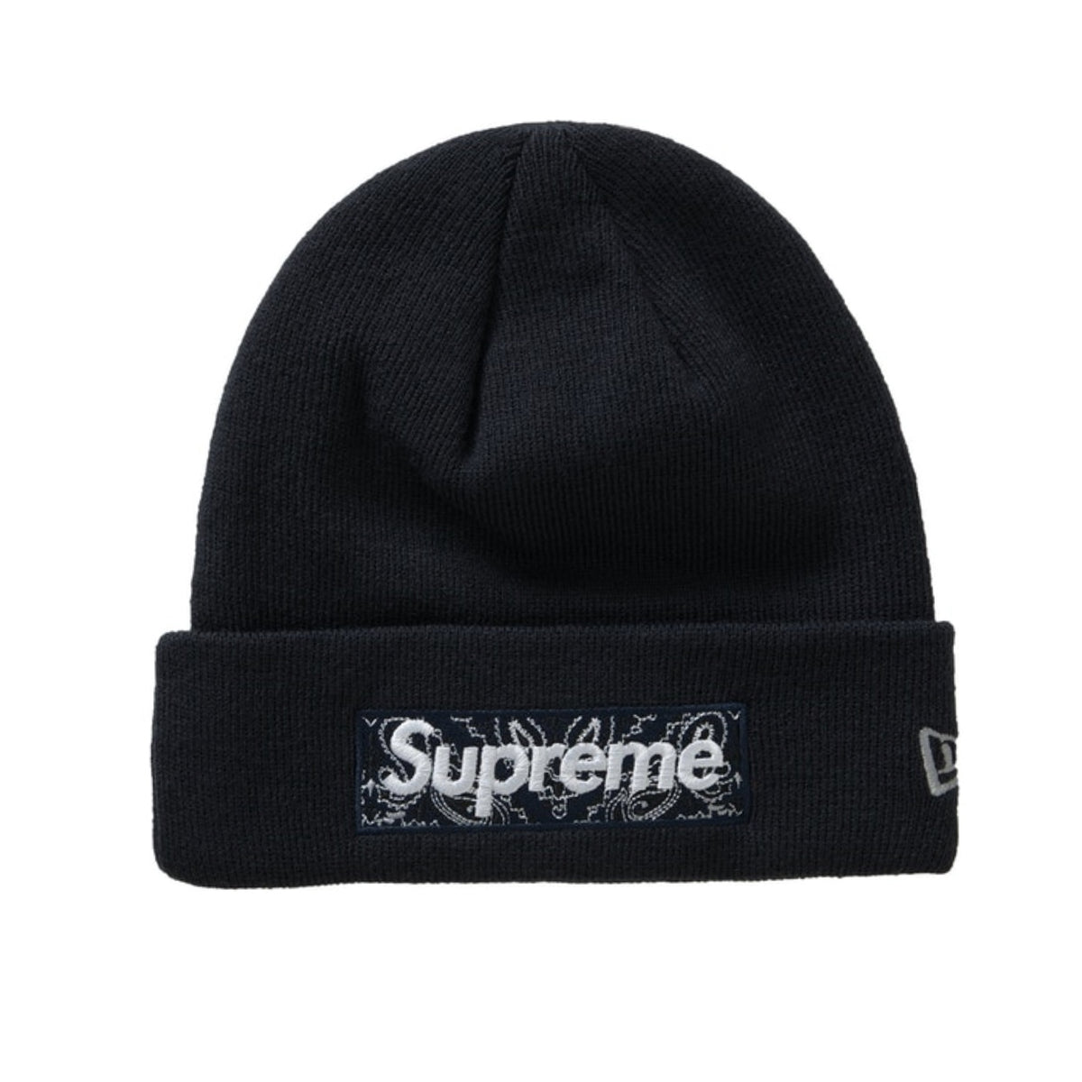 supreme beanie black red logo