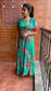 Green Floral organza full length dress with Duppata