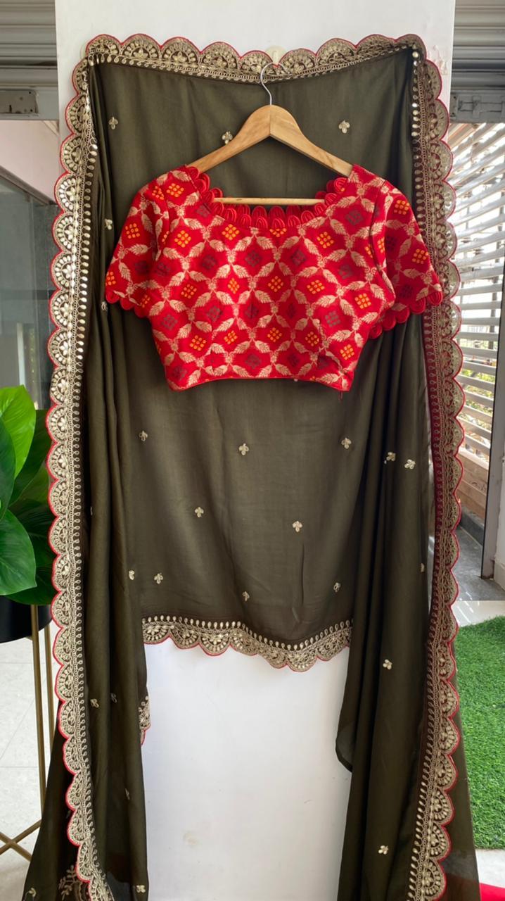 Megandi silk designer saree with banarasi blouse