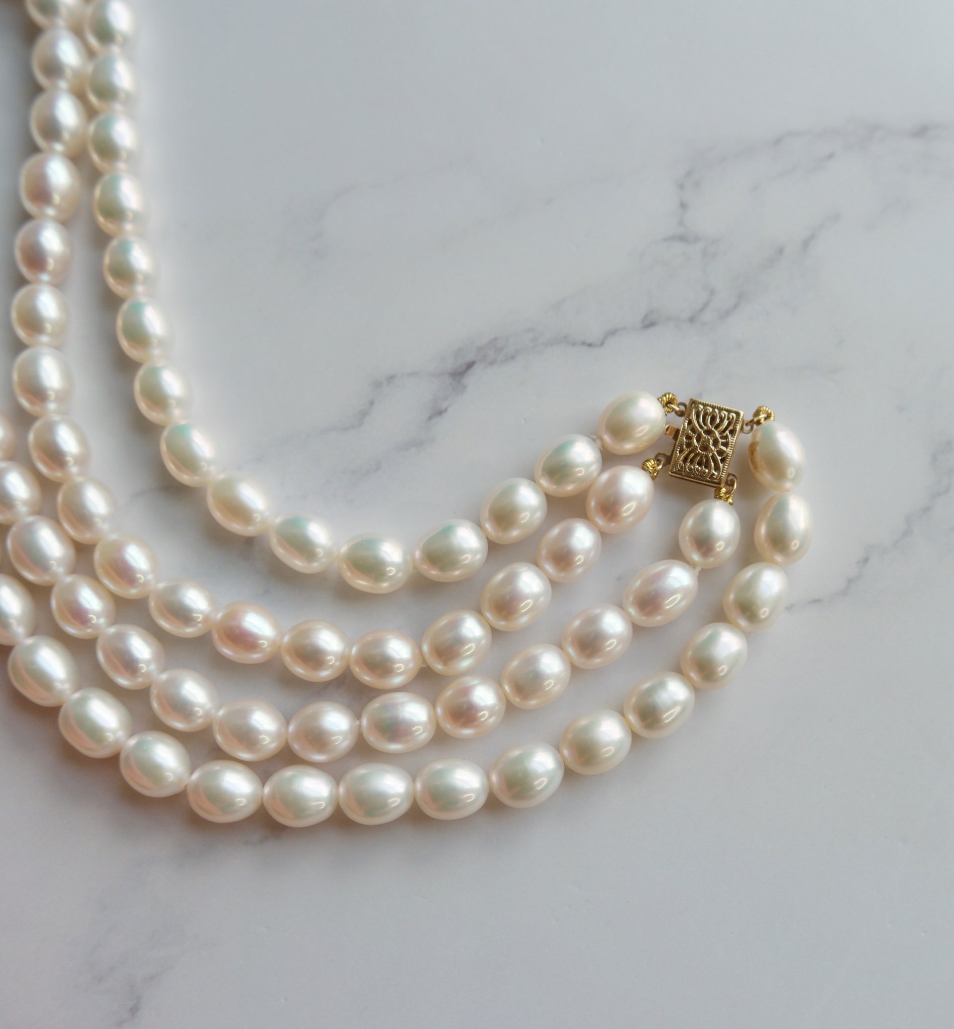 7.0-7.5mm White Freshwater Pearl Double Strand Necklace