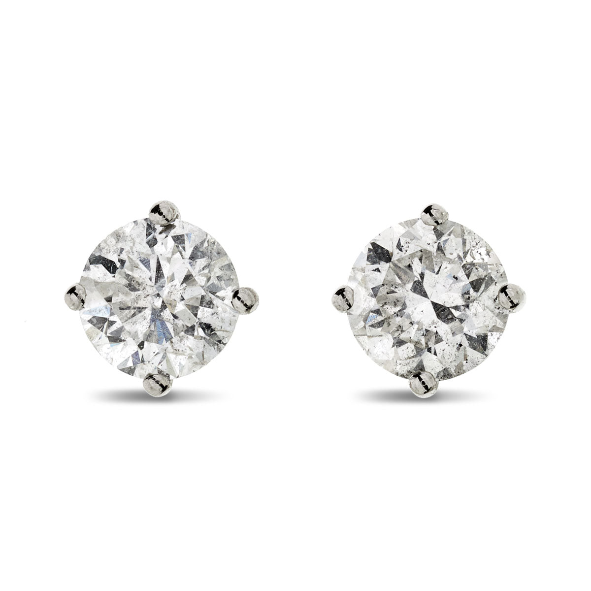 A pair of diamond Stud Earrings 1.47ct G SI2 WGI 18K white gold ...