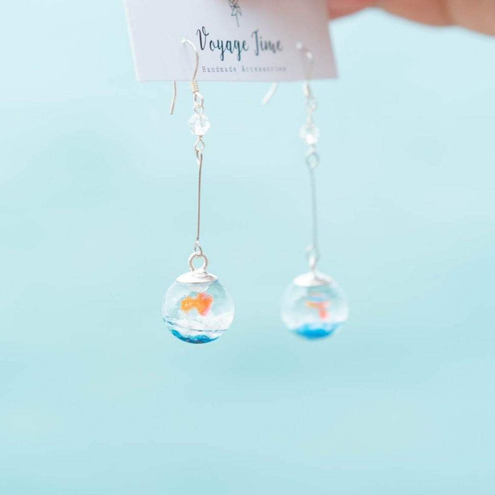 金魚花火 Earrings With Natural Gemstone Voyage Time