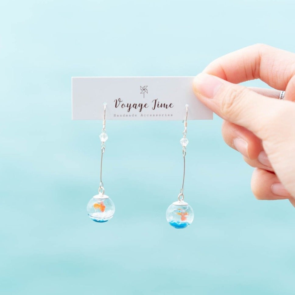 金魚花火 Earrings With Natural Gemstone Voyage Time