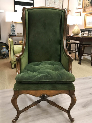 Mid Century Wingback Chair in Green Velvet - Reposed NY ...