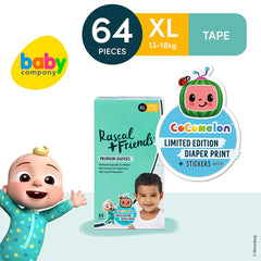 Rascal + Friends x Cocomelon Edition Tape Diapers - XL, 64 pads