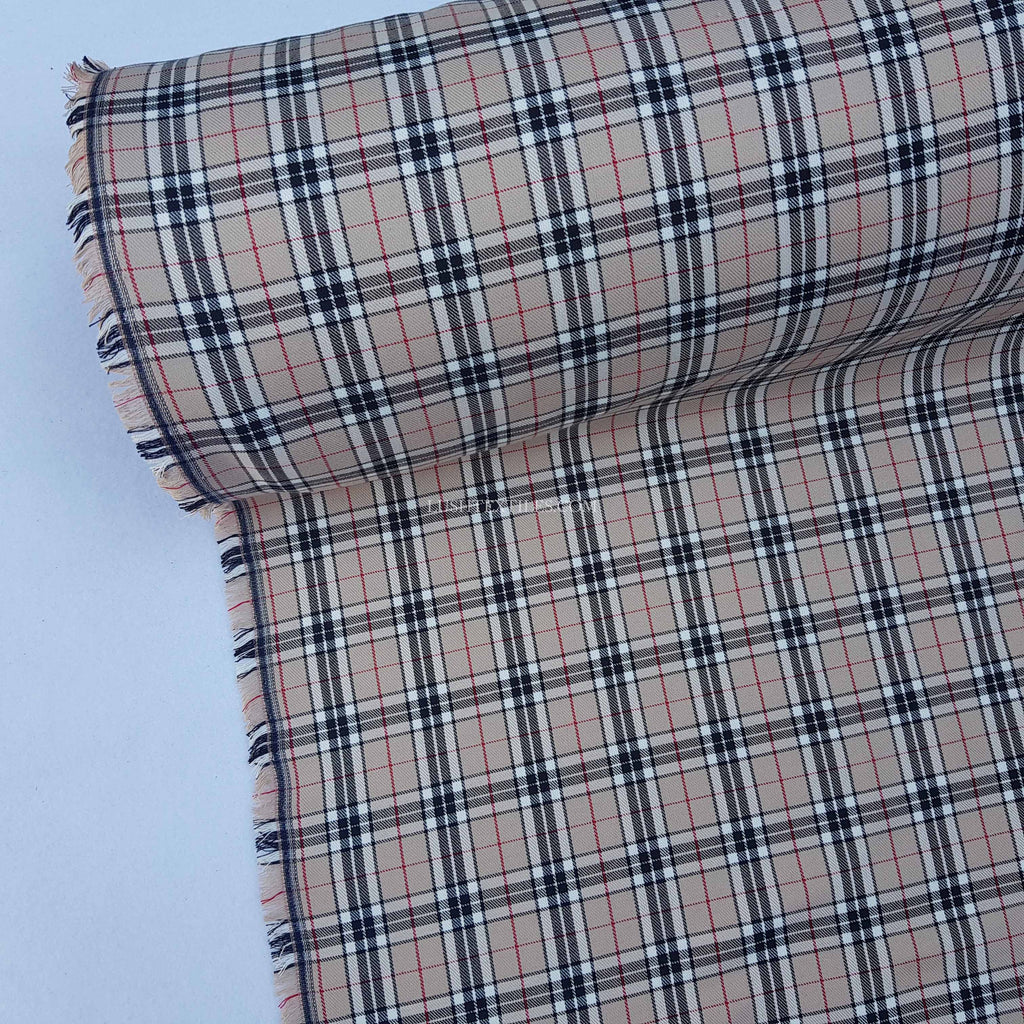 Burberry Style Tartan Check Poly Viscose Fabric