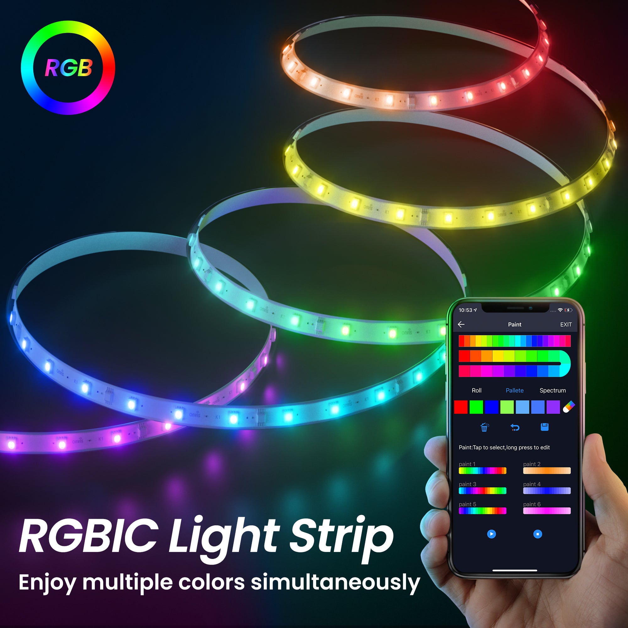 Allemaal acuut overdrijving Onvis Multicolor Smart RGB LED Light Strip Works with Apple HomeKit, S