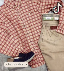 Fieldstone flannel khaki pant outfit