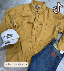 Drake button down outfit with armadillo hat company hat and wrangler slim straight cottonwood jeans