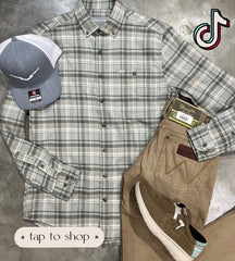 Southern Shirt flannel outfit with ariat shoes and khaki pants