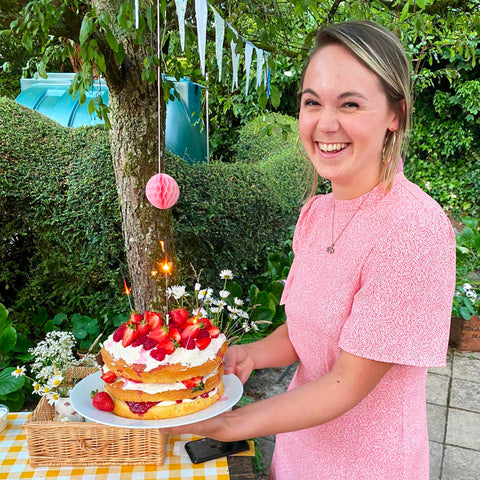 Lucy with strawberry cake