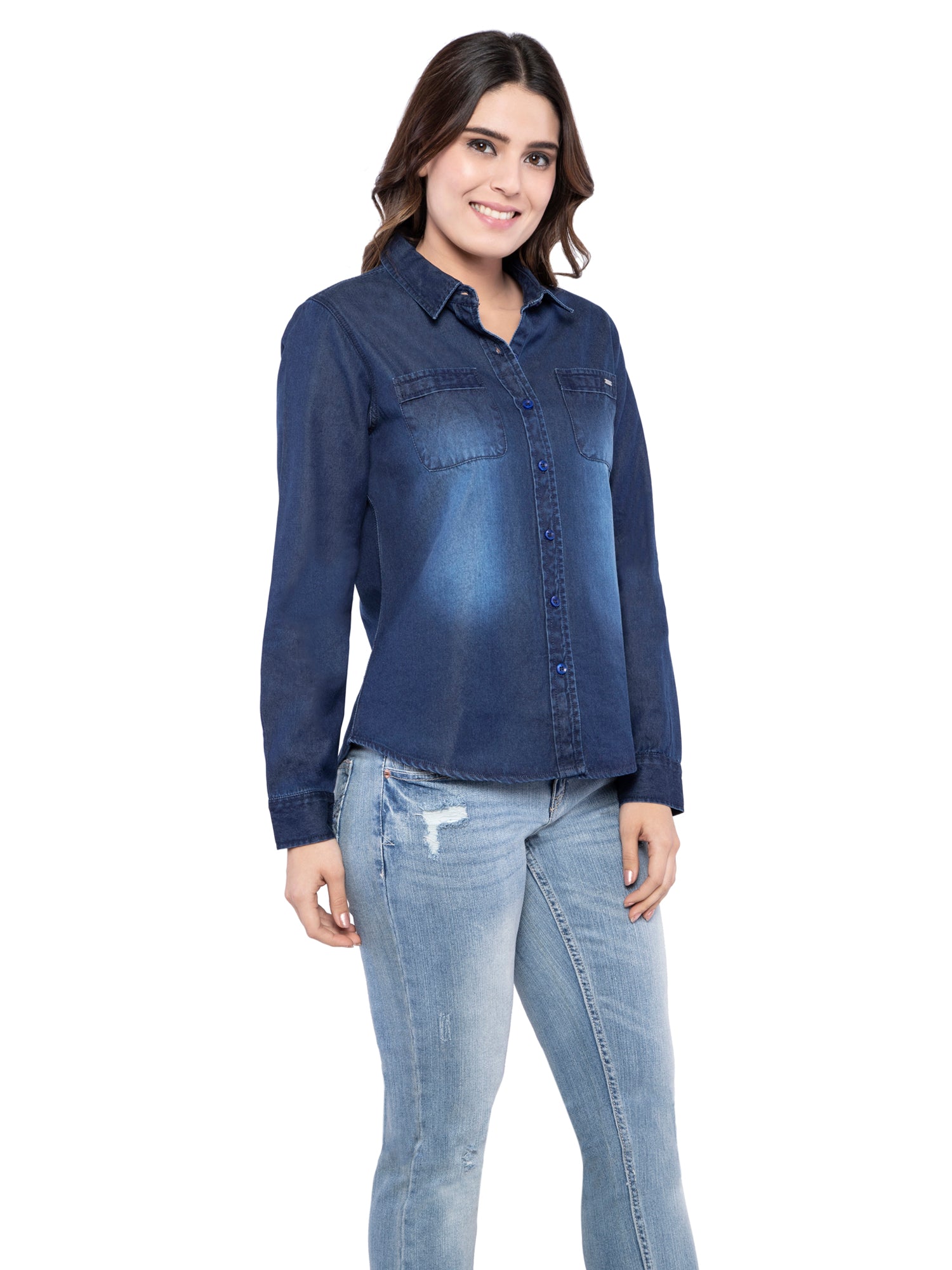 dark blue shirt with jeans for girl