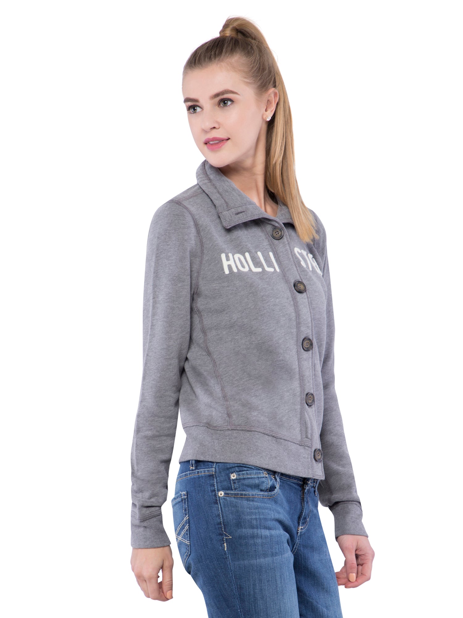 hollister button hoodie