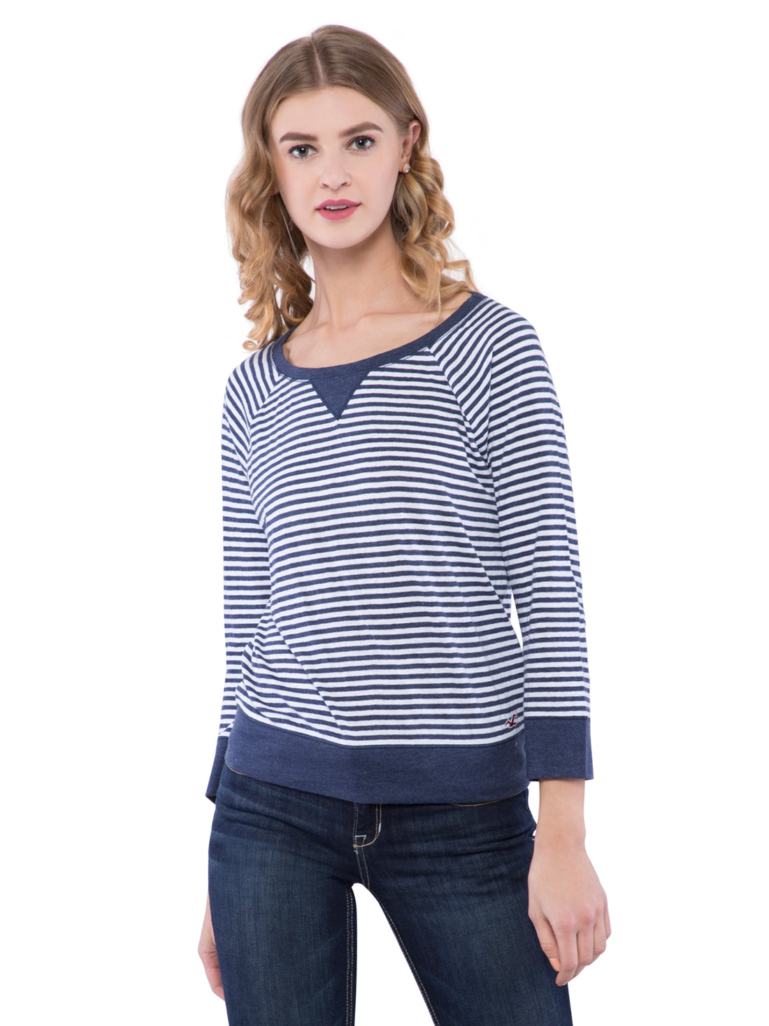 Hollister Women Blue Crew Neck Top