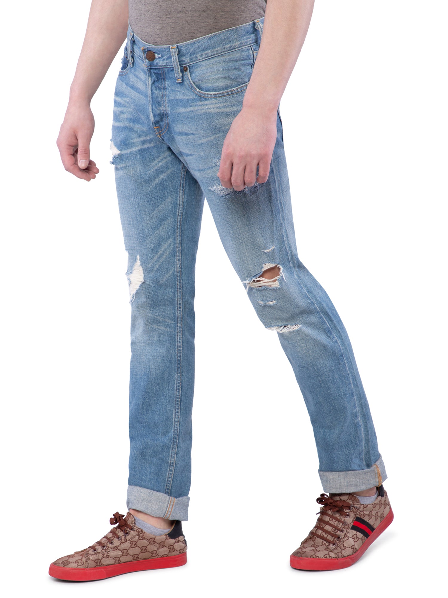 light blue slim straight jeans