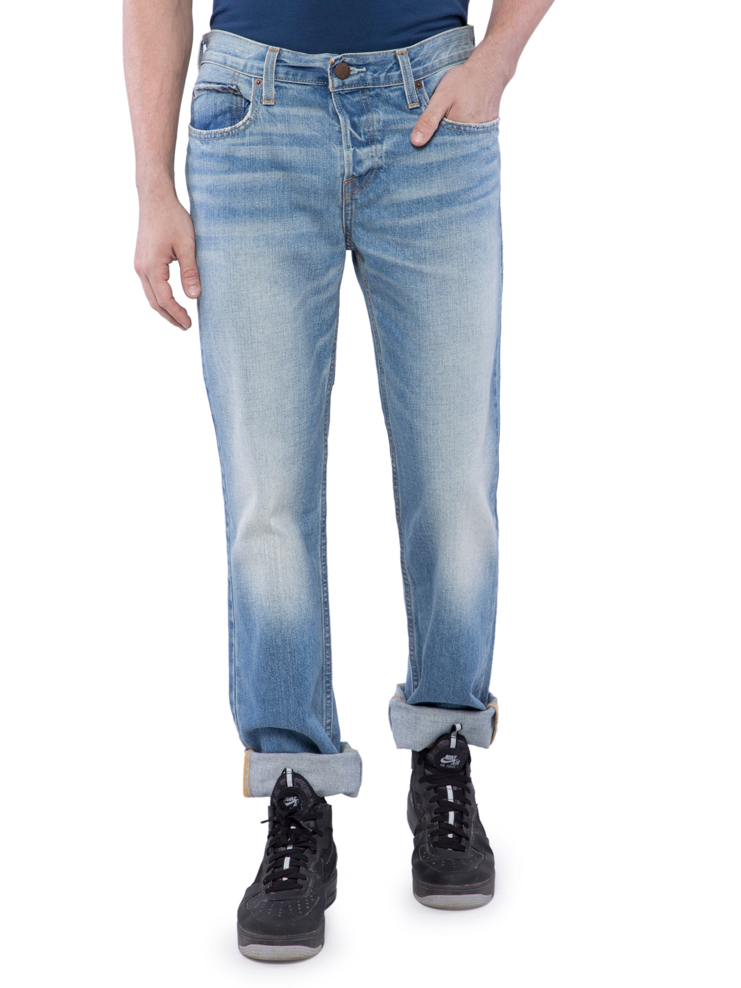 light blue slim straight jeans