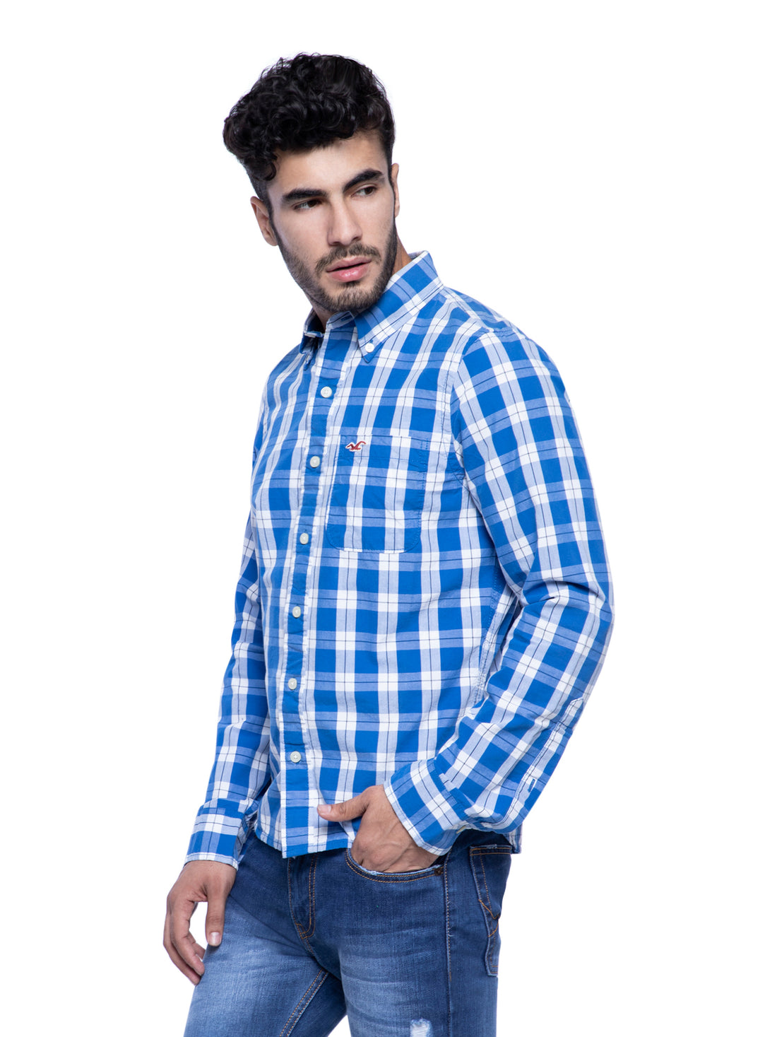 HOLLISTER Shirt Mens 15.5 S Blue & White Check - Brandinity