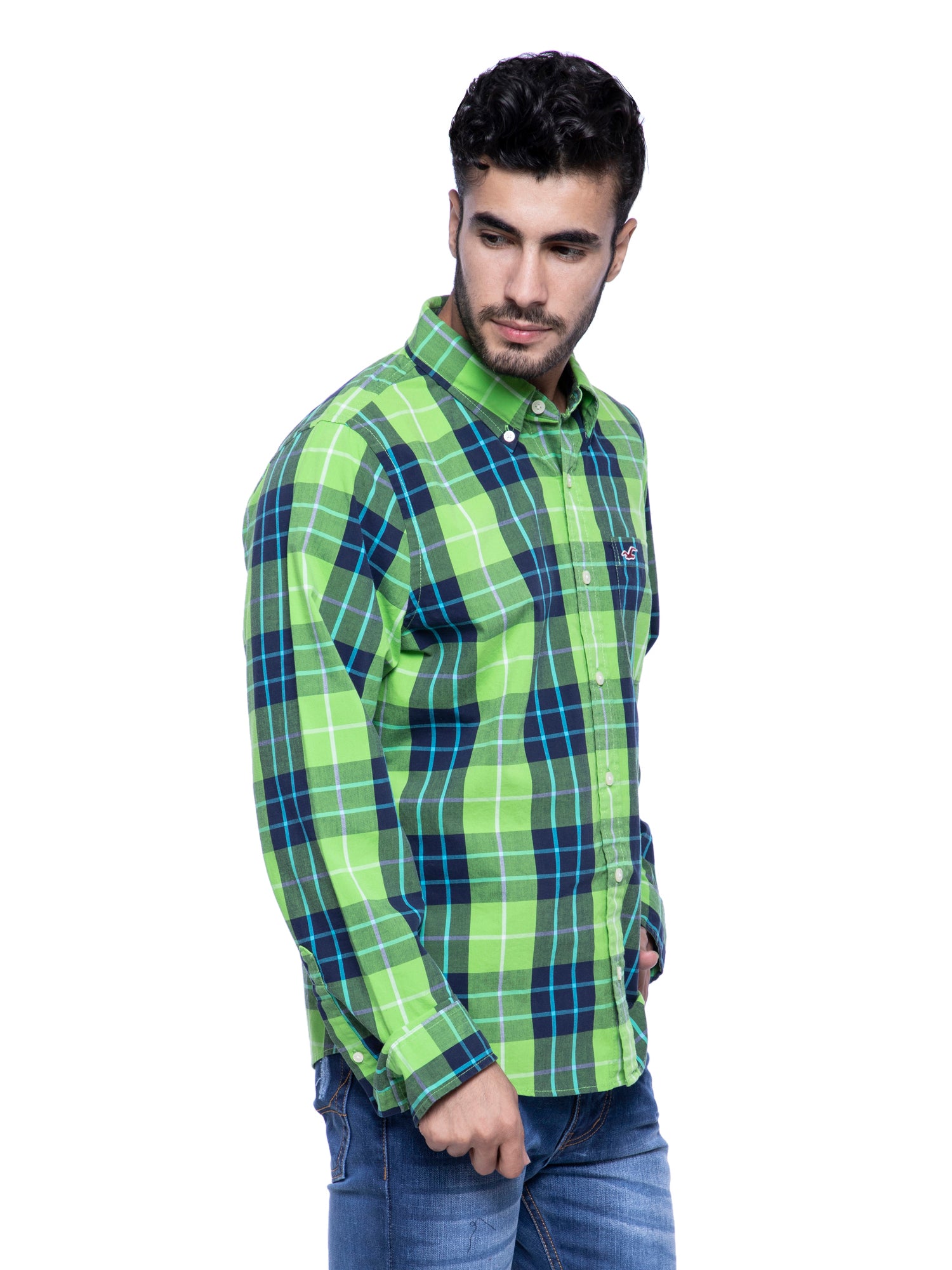 hollister green plaid shirt