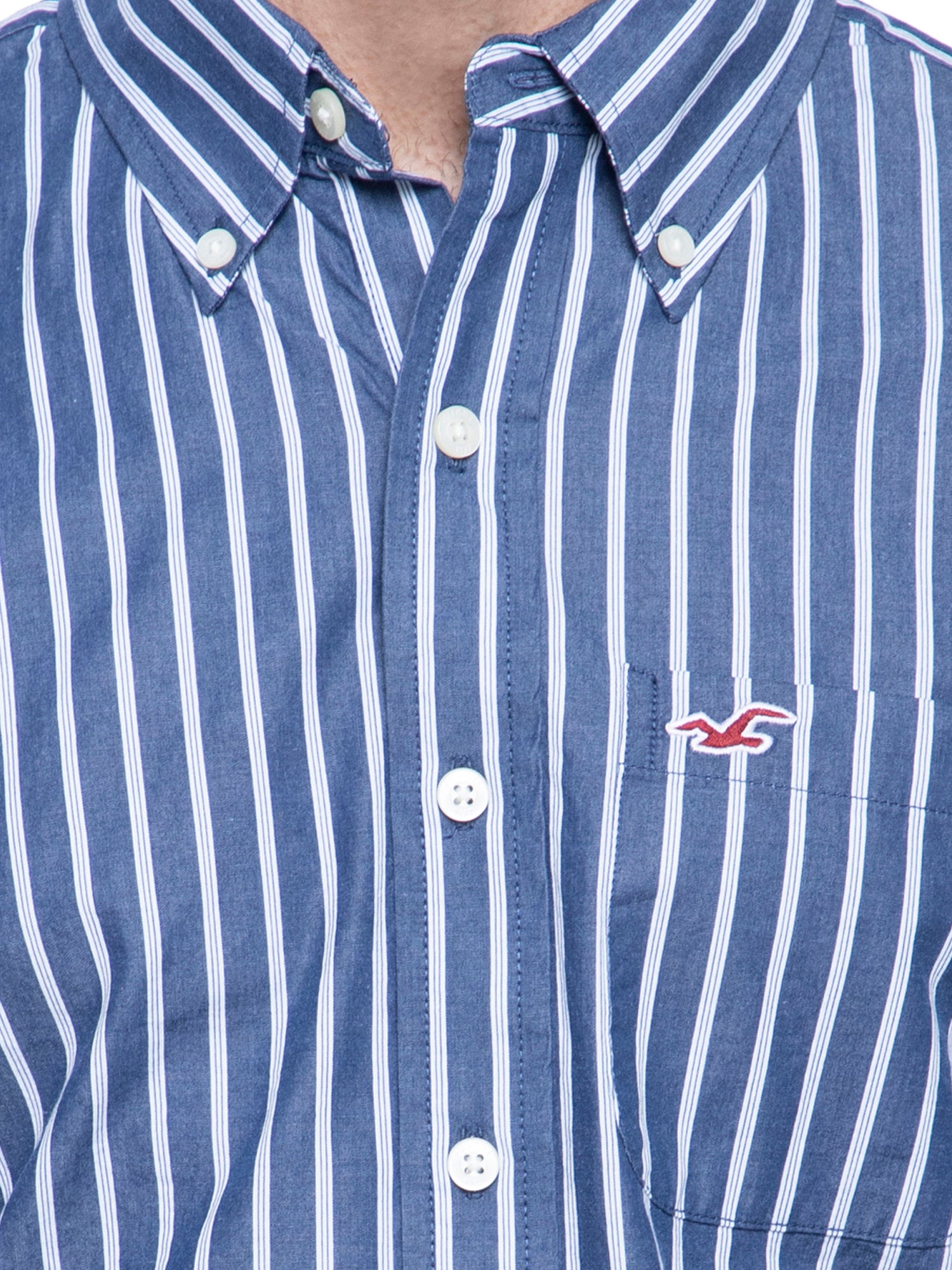 Hollister Men Blue Striped Shirt – FICUSTER