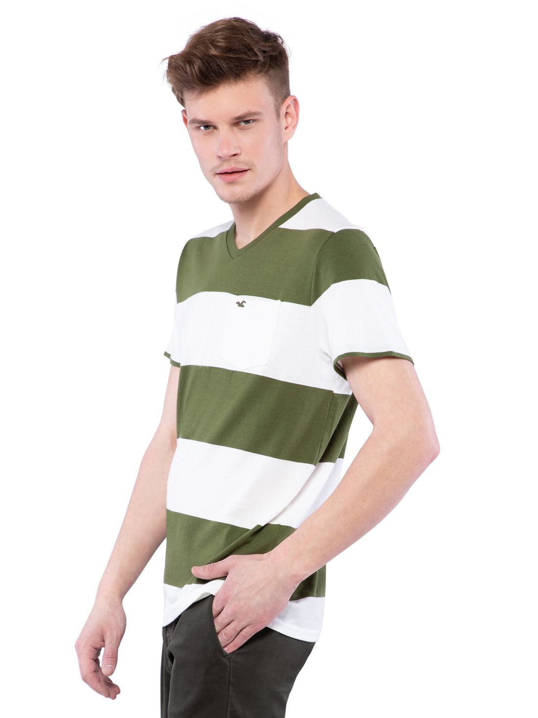 Hollister Men White Striped Shirt