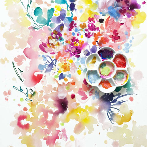 Aura, flowers and watercolor palette. Ingrid Sanchez.