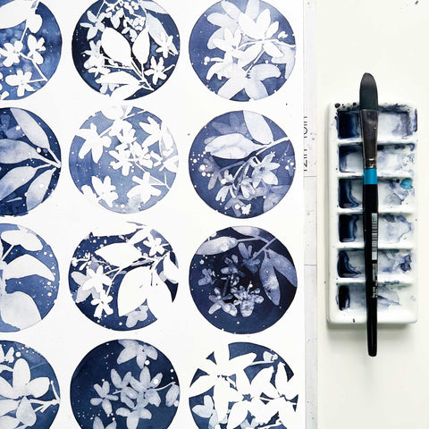 Masking fluid and watercolor online workshop with Ingrid Sanchez.