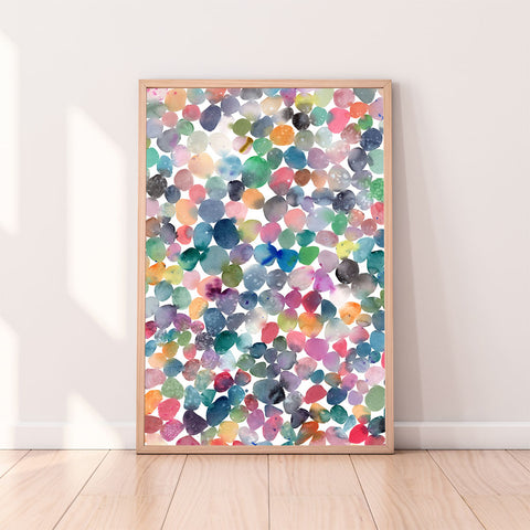 colorful pebbles watercolor art print-CreativeIngrid